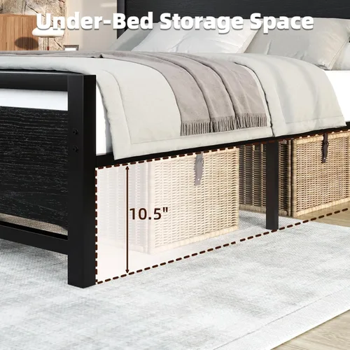 Vista 4 de Catrimown - Bases de cama individuales con cabecero, base de cama metálica de tamaño individual con fuerte soporte de listones de acero, cama