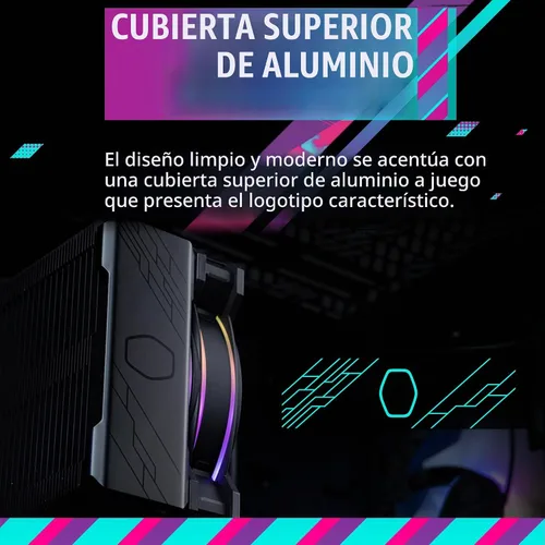 Vista 8 de Cooler Master Hyper 212 Halo Black enfriador de aire para CPU, ventilador PWM Halo² de 120 mm, ARGB de doble bucle, cubierta superior de aluminio, 4