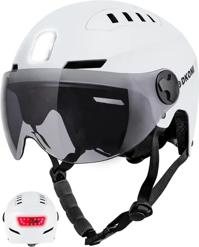 Vista 11 de Casco de bicicleta para adultos con luces delanteras y traseras Negro