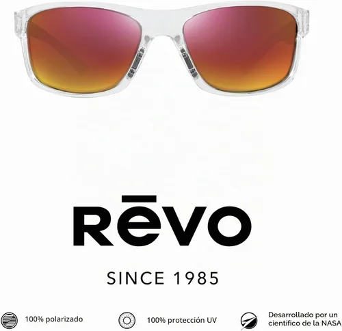 Vista 2 de Revo Gafas de sol tipo arnés para hombre, montura deportiva rectangular Marco transparente con lente de nailon Spectra