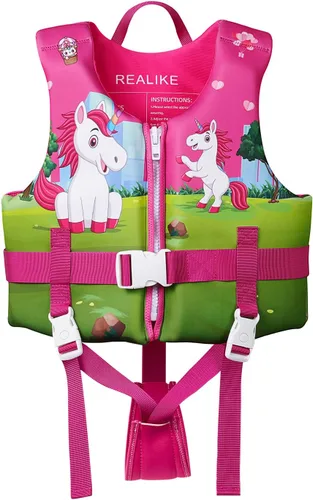 Vista 8 de REALIKE Kids Swim Vest for Toddler Adjustable Safety Strap Swimming Aids for Toddlers Children Float Swimsuit, Suitable for Age 2-10 Years/22-88lbs