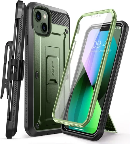 Vista 12 de SUPCASE Funda para iPhone 13 con soporte y clip para cinturón (Unicorn Beetle Pro), [protector de pantalla integrado]