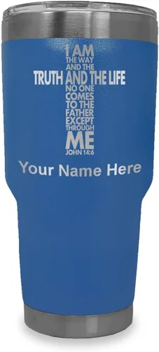 Vista 16 de LaserGram Vaso aislado al vacío de 20 onzas, versículo de la Biblia John 14-6, grabado personalizado incluido (negro) Engraved Gift for Christian