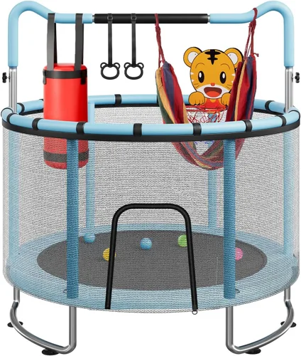 Vista 11 de LotFun Trampolín para niños, trampolín con red Azul
