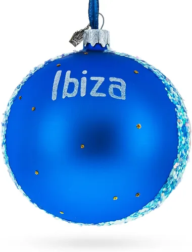 Vista 3 de Beach at Ibiza, España Bola de Vidrio Adorno de Navidad 4 Pulgadas