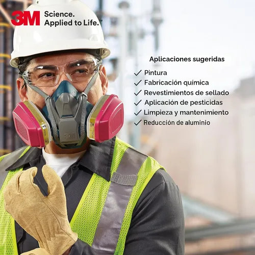 Vista 6 de 3M Cartucho/filtro respirador P100 60923, 1 par, aprobado por NIOSH, ayuda a proteger contra vapores orgánicos, gases ácidos y partículas, magenta