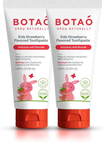Vista 9 de Botao Pasta dental anticaries con sabor a fresa natural para niños, máxima protección contra la caries, limpia los dientes de los niños, protege