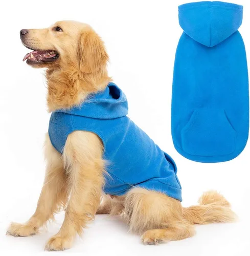 Vista 15 de EXPAWLORER - Sudadera de forro polar con capucha para perros, chaleco de suéter a cuadros para mascotas, ropa de otoño e invierno con anillo
