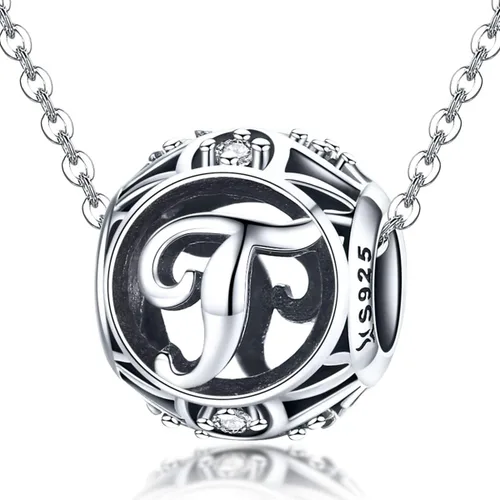 Vista 5 de Plata de ley 925 con piedras cúbicas, opciones completas de regalo de la A Z, cuentas de letras del alfabeto para pulseras europeas Pandora