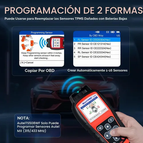 Vista 4 de Autel MaxiTPMS TS508WF Herramienta de programación TPMS Actualización de TS501 Pro TS408S Activar/Relearn Autel TPMS Sensores, lectura/borrar código