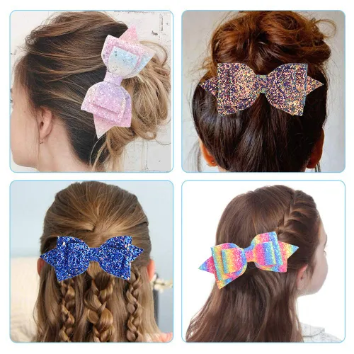 Vista 2 de 12 lazos para el cabello con purpurina, pinzas de cocodrilo, pinzas para el cabello, pasadores para el cabello, accesorios para el cabello