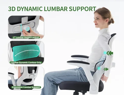 Vista 5 de [Usado] Silla de oficina ergonómica, sillas de escritorio para computadora cómodas, silla de juegos de respaldo alto de malla con soporte lumbar