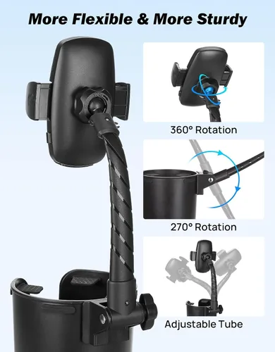 Vista 2 de JOYTUTUS Soporte de teléfono para automóvil, soporte de teléfono celular ajustable de cuello de cisne largo para iPhone, Samsung, Google y todos