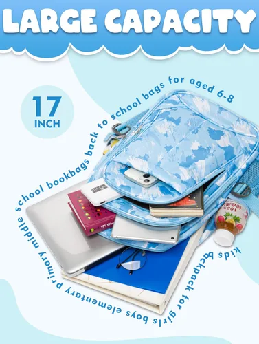 Vista 45 de BLUEFAIRY - Mochilas para niños y niñas, escuela primaria, jardín de niños