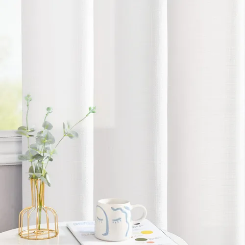 Vista 4 de jinchan Cortinas blancas para sala de estar, cortinas texturizadas de lino de 90 pulgadas de largo, cortinas de campo para dormitorio, cortinas