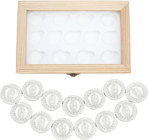 Vista 10 de TINGKU Guadalupe Monedas de boda Arras de Boda Catolica Recuerdos Para Boda con Monedas de Oro Decoracion Para Bodas con Caja de Madera