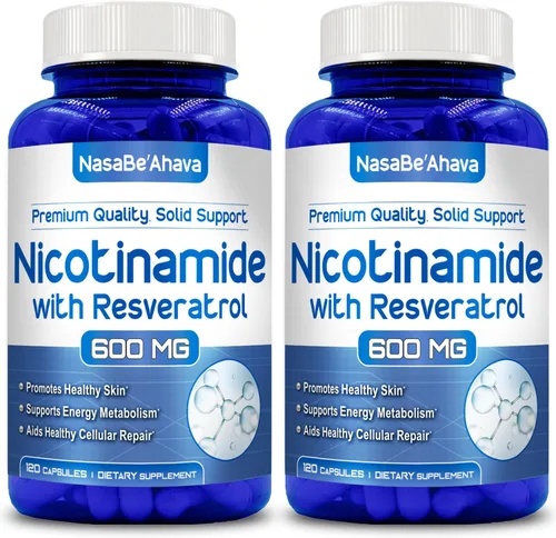 Vista 9 de Resveratrol con vitamina B3 Nicotinamida 500mg Precursor NAD+ y complejo de longevidad con forma de nicotinamida de vitamina B3 Niacina sin