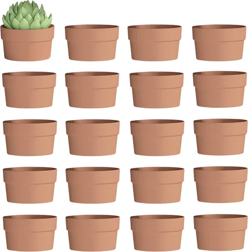Vista 6 de Fcacti Macetas de terracota poco profundas de 2.7 pulgadas para suculentas, paquete de 30 macetas de arcilla terracota con drenaje, macetas