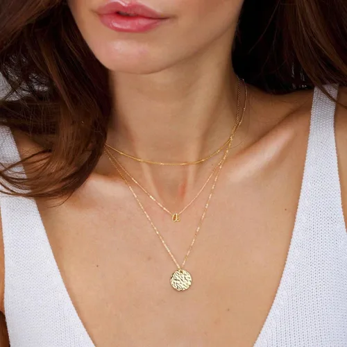 Vista 7 de Yoosteel Collares con inicial en capas para mujer, a la moda, chapados en oro de 14 quilates, collar con dije de letra A-Z, collar con inicial