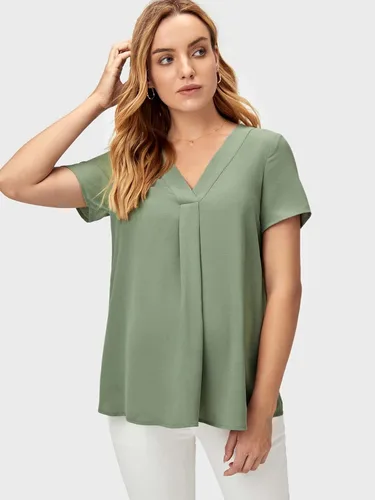 Vista 4 de MakeMeChic Camisa de maternidad para mujer, casual, manga corta, cuello en V, blusa de embarazo