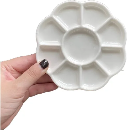 Vista 9 de Paleta de acuarela de cerámica, pintura de acuarela multirejilla, paleta de porcelana blanca, pintura profesional, suministros de cerámica adecuados