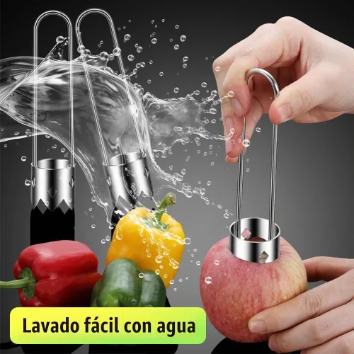 Vista 2 de Descorazonador de semillas de pimiento rojo, 2025 actualizado, reutilizable, lavable, de acero inoxidable, cortador de frutas, herramienta para 1