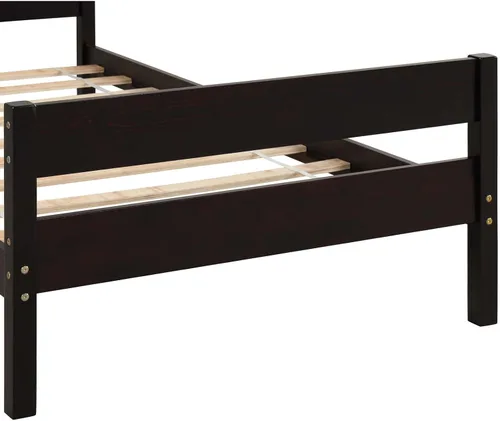 Vista 8 de Base de cama de plataforma de madera de tamaño individual con cabecera y estribo de estilo moderno, marco de cama de madera con patas de soporte