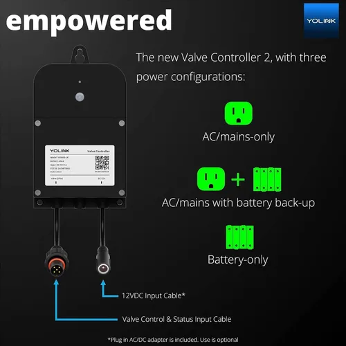 Vista 4 de Kit de control de válvula inteligente inalámbrico YoLink, válvula motorizada de acero inoxidable certificada NSF de 1/2", controlador inalámbrico 2