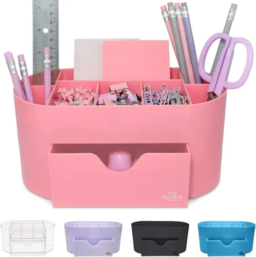 Vista 9 de My Space Organizers Organizador de escritorio azul para suministros de oficina y accesorios de escritorio, soporte para bolígrafos, organización