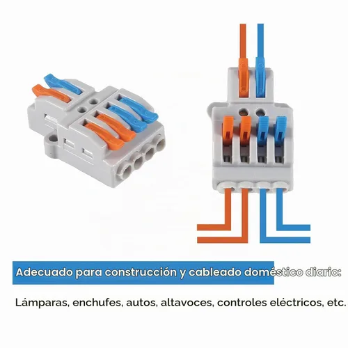 Vista 4 de DIANN 10 piezas de conectores de alambre de palanca 2 en 4 salidas para empalmes en línea de circuito Conector de alambre eléctrico 28-12 AWG 10pcs