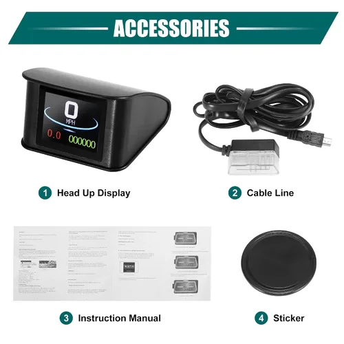 Vista 7 de X AUTOHAUX 2.2 Pulgadas Mini HUD Head Up Display para Coche Tablero Velocímetro Digital Multifunción Pantalla de Datos Alarma de Error TFT LCD