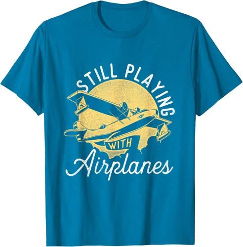 Vista 8 de Still Playing With Airplanes - Camiseta de control remoto RC Avión Piloto, Negro