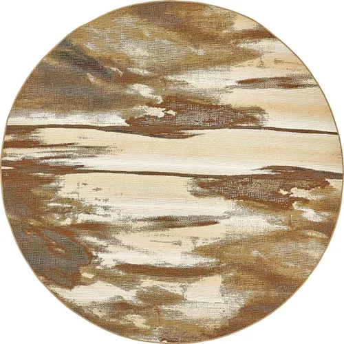 Vista 11 de Unique Loom - Alfombra colección de círculos abstractos, de transición para interiores y exteriores, beige, Polipropileno, Marrón/Gris