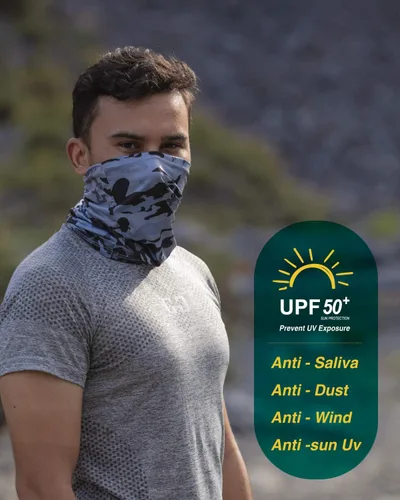 Vista 12 de Máscara facial con protección contra el polvo, aerosoles UV, reutilizable, lavable, polaina para el cuello