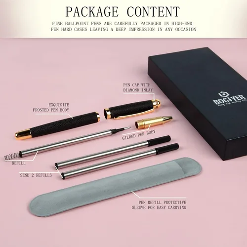 Vista 2 de Bolígrafos de tinta líquida Rollerball, el mejor set de regalo de bolígrafo de bola de lujo para hombres y mujeres, bolígrafo recargable de tinta