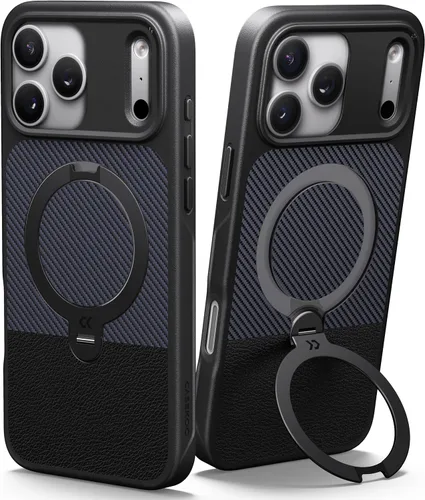 Vista 21 de CASEKOO Funda negra para iPhone 17 con soporte magnético giratorio de 360 grados