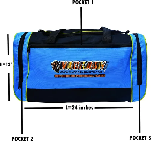 Vista 4 de Naqqash Sports Bolsa de béisbol y equipo con múltiples bolsillos para bate de béisbol para jóvenes, adultos y jugadores profesionales en poliéster