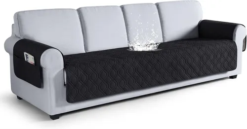 Vista 16 de VANSOFY Funda para Sofá, Fundas de Sofá Impermeables Lavables Forro Protector de Muebles Fundas de Asiento de Sofá Antideslizantes para Perros, Negro