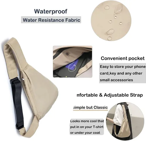 Vista 4 de Croogo Bolso casual bandolera pequeña mochila cruzada al aire libre, mochila de hombro para senderismo, bolsa de día impermeable antirrobo, bolsa