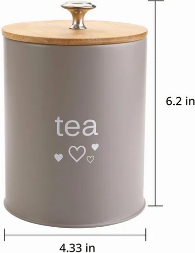 Vista 3 de Fasmov Juego de 3 recipientes de cocina, tarros de almacenamiento de café, azúcar y té con tapas de bambú para almacenar azúcar, café y té, gris