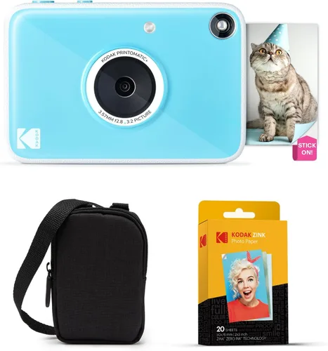Vista 17 de KODAK Printomatic+ - Paquete de inicio de cámara digital de impresión instantánea + Estuche de transporte + Papel fotográfico adhesivo Zink de 20