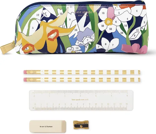 Vista 10 de kate spade new york Estuche para lápices y bolígrafos con artículos de oficina para adultos, bolsa con cremallera que incluye 2 lápices, sacapuntas