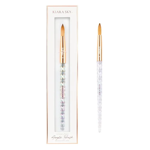 Vista 14 de Kiara Sky Pincel Acrílico #8 - Negro 100% Puro Kolinsky Mango de Corte de Cristal y Resistente al Acetona