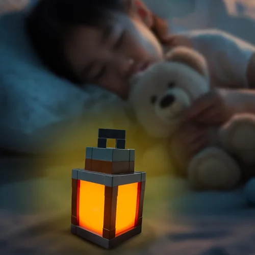 Vista 2 de Linterna Pixelada de Noche, Regalo de Navidad 2026, LED de 16 Colores, Linterna Colgante Cambiante de Minecraft - Luces de Noche Recargables