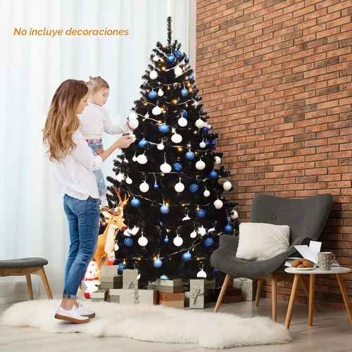 Vista 9 de Goplus Árbol de Navidad negro sin luz de 6 pies, árbol de Halloween artificial con 1036 puntas de rama, soporte de metal, árbol completo de Navidad