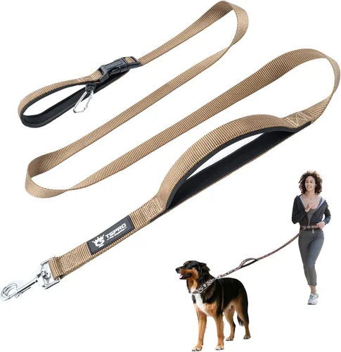 Vista 27 de TSPRO Correa táctica para perro, manos libres, resistente, ajustable, con mango acolchado y cierre de seguridad de metal para caminar, correr Azul