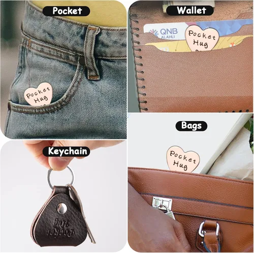 Vista 5 de Qunrwe Abrazo de bolsillo y llavero de cuero,Regalos de relaciones a larga distancia,Ficha de abrazo de bolsillo para amigos,Regalos de pensamiento