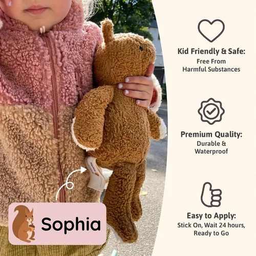 Vista 6 de Etiquetas de nombre personalizadas para niños (60) – Adhesivos personalizados impermeables y duraderos para ropa, guardería, oficina y suministros