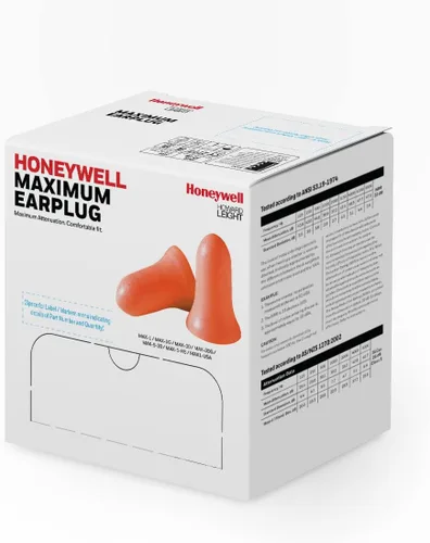Vista 2 de Howard Leight de Honeywell Max tapones de espuma desechables para los oídos. Desechable