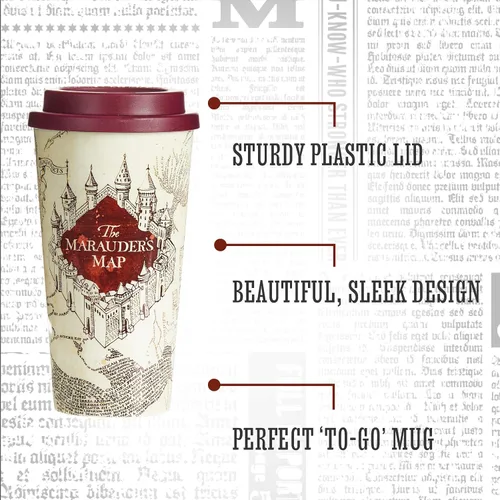 Vista 3 de Paladone Taza de café de viaje de Harry Potter Marauders Map (15.2 fl oz) I Solemnly Swear I Am Up To No Good, taza de Harry Potter y regalo